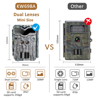 KW698A камера для охоты на дикую природу с двойным объективом, с двумя датчиками, скаутинговая камера 4K игровая камера, легкая в навигации, простая в использовании
