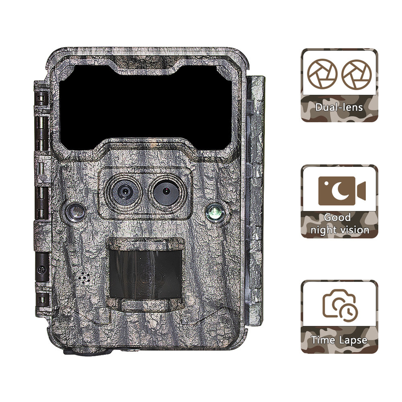 KW696 наружная охотничья камера с двойным объективом 30MP без свечения камера 1080p ночного видения 512G для