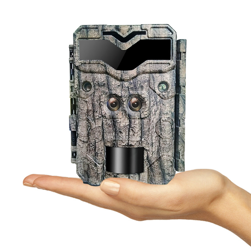 Охотная камера KW698A с двойным объективом 1080P 30MP водонепроницаемая IP67 до 512GB хранилища ночного видения 0.25s спусковая камера игры
