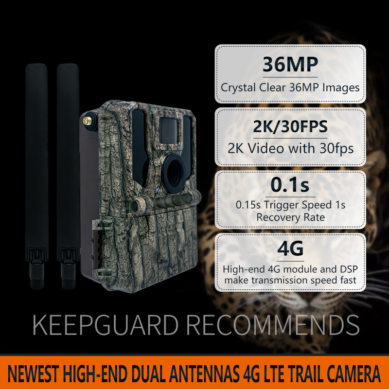 Высококачественная беспроводная камера 4G 2024 Новейший KW897 с двойными антеннами 36MP 2K 0.1s скорость срабатывания с ночным видением для исследования дикой природы